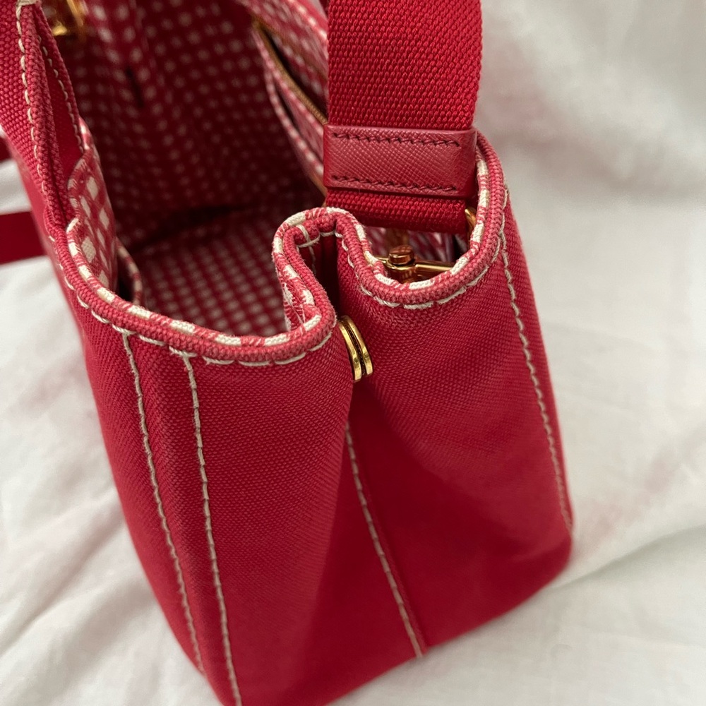 Prada Red Canvas Tote Bag - Picture 3 of 16